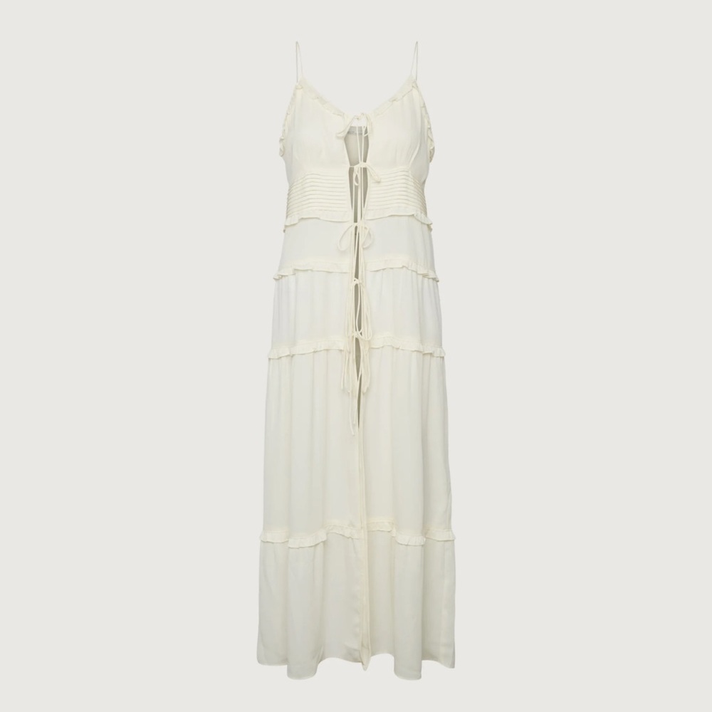 Oak + Fort ruffle sheer tie-front midi Dress - Picture 2 of 9